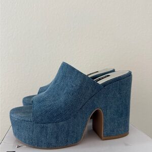 Denim Platform Mules